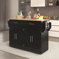 MODFU Keukenkast, serveerwagen met opklapbaar oppervlak, 120x46(70)x91 cm, Kast met wielen en verwisselbare houten poten, geschikt voor woonkamer, slaapkamer, multifunctionele kast, zwart