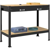 Syfax Werkbank met lade Zwart 114 x 54 x 91 cm Bewerkt hout en metaal