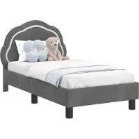 Syfax Peuterbedframe met hoofdbord Donkergrijs 70 x 140 cm Fluweel