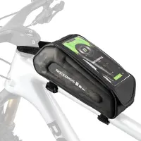 RockBros fietstas, frame tas, waterafstotend, telefoonhouder voor smartphones tot 6,8 inch, zwart + camouflage