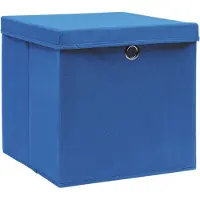 vidaXL Opbergboxen met deksel 10 st 32x32x32 cm stof blauw