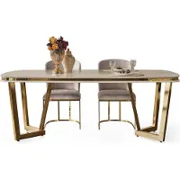 AEA Modern Esszimmer Set Besteht aus Esstisch und 4x Stühle Beige 5tlg.