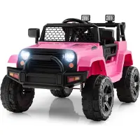 Costway elektrische kinderauto, 12V, snelheid 2,5-4,5 km/u, geschikt voor jongens en meisjes vanaf 3 jaar (roze)
