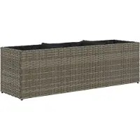 vidaXL Plantenbak met 3 potten 105x30x32 cm poly rattan grijs