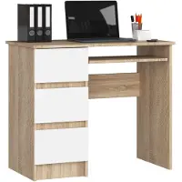 Akord Bureau Links A-6 / Computerbureau / Computer Tafel / Bureautafel Rechts / Sonoma Eik - Wit / 90 x 77 x 50 cm