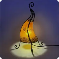 SIMANDRA Oosterse lamp, hennep lamp, Marokkaanse lederen lamp, tafellamp, vloerlamp, Coq Sonne, 40 cm, geel