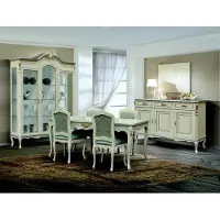 AEA Luxus Esszimmer Set Garnitur 7tlg Weiß Holz Möbel Kommode 4x Stuhl Tisch Vitrine