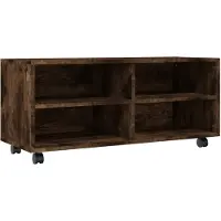 Syfax Tv-meubel met wieltjes 90x35x35 cm bewerkt hout gerookt eiken