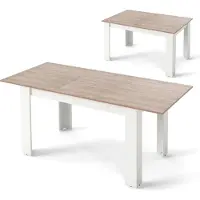 Costway Eettafel uitbreidbaar, 158 x 70 cm, keukentafel/eettafel voor 4-6 personen, belastbaar tot 110 kg, rechthoekige tafel, vintage design, naturel en wit