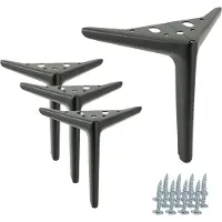 B&B Stijlvolle zwarte meubelpoten, mat, 18 cm - set van 4, metaal met antislipvoeten, ideaal voor moderne en klassieke interieurs, inclusief montageschroeven
