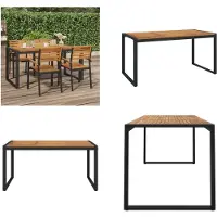 vidaXL Tuintafel met U-vormige poten, 160x80x75 cm, massief acaciahout - Tuintafel - Tuintafels - Buitenmeubel - Terrastafel