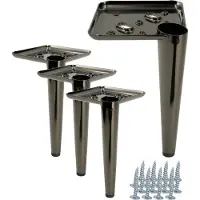 B&B Set van 4 meubelpoten "Nadel" in zwart-chroom, hoogte 17 cm, inclusief montageschroeven – Een elegante oplossing voor gestoffeerde meubels en tv-meubels.