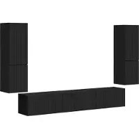 vidaXL Tv-meubelset 4 pcs Zwart Bewerkt hout