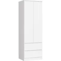 Akord Kledingkast met 2 deuren en 2 lades, afmetingen 60 x 180 x 51 cm, kleur wit