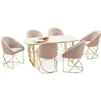 AEA Modern Esstisch 6x Stühle Designer Luxus Esszimmer Möbel Essgruppe