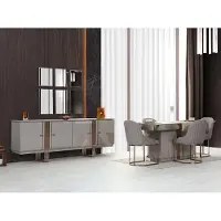 AEA Stilvoll Esszimmer Set Besteht aus Esstisch+4x Stühle+Anrichte 6tlg.