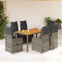 Prolenta Maison Exclusive - Tuinset voor in de tuin, bestaande uit 7 delen, met kussens, grijs, van polyrotan