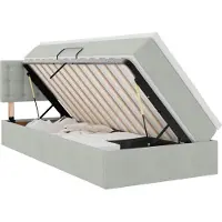 vidaXL LED opbergbed met matras Lichtgrijs 90 x 200 cm Fluweel