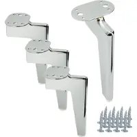B&B Set van 4 meubelpoten "Loft" van verchroomd metaal, 15 cm hoog, zilverkleurig – Elegante, industriële designs voor uw interieur