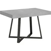 Ityhome - Uittrektafel 120/204x80 cm, serie Zeplir, cementkleur, poten in antraciet