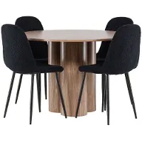 Ebuy24 Olivia eethoek tafel Ø110cm en 4 teddy stoelen bruin.