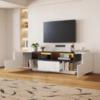 STILVORA Hoogglans TV-meubel, 180x40x48 cm, L-vormig, woonkamerkast met lades, TV-meubel voor televisies tot 75 inch