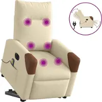 Syfax Sta-op-massagestoel elektrisch verstelbaar stof crèmekleurig