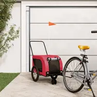 Prolenta Maison Exclusive - Fietsaanhanger voor honden, rood en zwart. Gemaakt van Oxford-stof en metaal