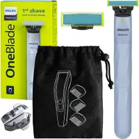 Philips OneBlade QP1324/20 scheerapparaat + opbergzakje, blauw