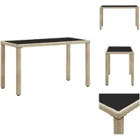 vidaXL Tuintafel Beige 123 x 60 x 74 cm, kunststof riet - Tuintafels