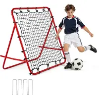 Costway Voetbalterugslagwand, 100x100cm, inklapbaar reboundnet met 5 verstelbare hoeken, voetbalnet, terugslagwandnet, voetbalkoepelnet