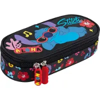 St. Majewski Piórnik, verstevigd etui met interne klep, model "Stitch Black Aloha" van Majewski