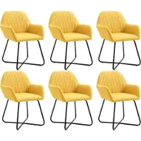 The Living Store : Eetkamerstoelen, 6 stuks, geel, met stoffen bekleding