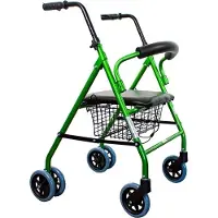 Mobiclinic Rolstoel, inklapbaar, aluminium, met zitplaats en rugleuning, groen, merk Paterna, Clinicalfy