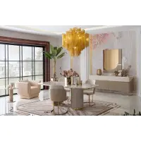 AEA Luxus Designen Esszimmer Set Esstisch 4x Stühle Sideboard Spiegel Möbel