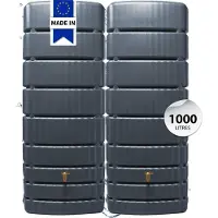 Graf 4rain SLIM wandtank SET 1000 L graphite grey, 2 x SLIM 500 L incl. koppelstuk