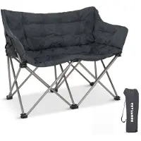 TRVLMORE Campingstoel - 2 Personen - Opvouwbaar - Incl. Draagtas - Kampeerstoel - 240 kg draagvermogen - Grijs