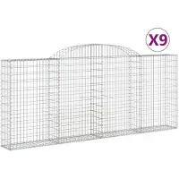 vidaXL Schanskorven 9 st gewelfd 300x30x120/140 cm ijzer