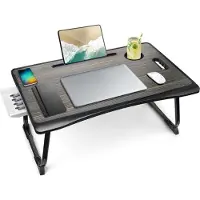 Sonstiges Amaredom, inklapbare laptoptafel met lade en bekerhouder, 60x40 cm, zwart