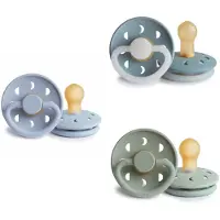 Frigg Moon Latex Fopspeen set 3 stuks Sage,Powder Blue en Stone Blue Night 6-18 maand maat 2