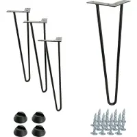 B&B Set van 4 hairpin-meubelpoten, hoogte 41 cm, mat zwart, met plastic glijders, voor een stabiele en stijlvolle meubelopstelling