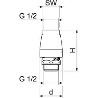 Schlosser JS Doorstroom-buisbeluchter, met terugstroombeveiliging, DN15, 1/2'' binnendraad x 1/2'' buitendraad, DIN-DVGW, 0081811550001