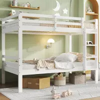 Youjia Stapelbed voor kinderen, kinderbed met een drietraps schuine trap en valbeveiliging, bed opgedeeld in 2 eenpersoonsbedden, tienerbed, eenpersoonsbed