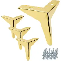 B&B Set van 4 meubelpoten in goudkleurig chroom, hoogte 13 cm, model ster - Stijlvolle en duurzame poten voor uw interieur