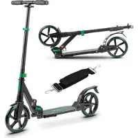 Kidwell WXM RSN City Scooter, grote wielen, lagers: ABEC-9, 2 schokdempers, geschikt voor kinderen tot 100 kg, inklapbare scooter, voor kinderen vanaf 6 jaar en tieners, kleur: groen