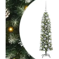 Syfax Kunstmatige slanke kerstboom met 150 LED Groen en Wit 120 cm
