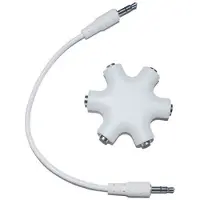 Coretek 5-poorts 3,5mm Jack audio splitter - wit - 0,15 meter