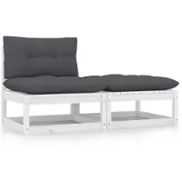 vidaXL 2-delige Loungeset met kussens massief grenenhout wit