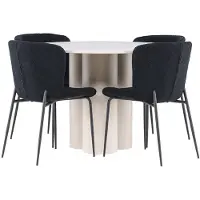 Ebuy24 Olivia eethoek tafel Ø110cm en 4 teddy stoelen beige.