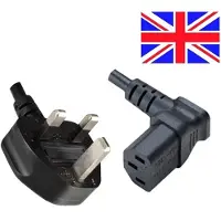 DINIC Apparaatsnoer met haakse C13 plug en haakse Britse (type G) stekker - 3x 0,75mm / zwart - 1,8 meter